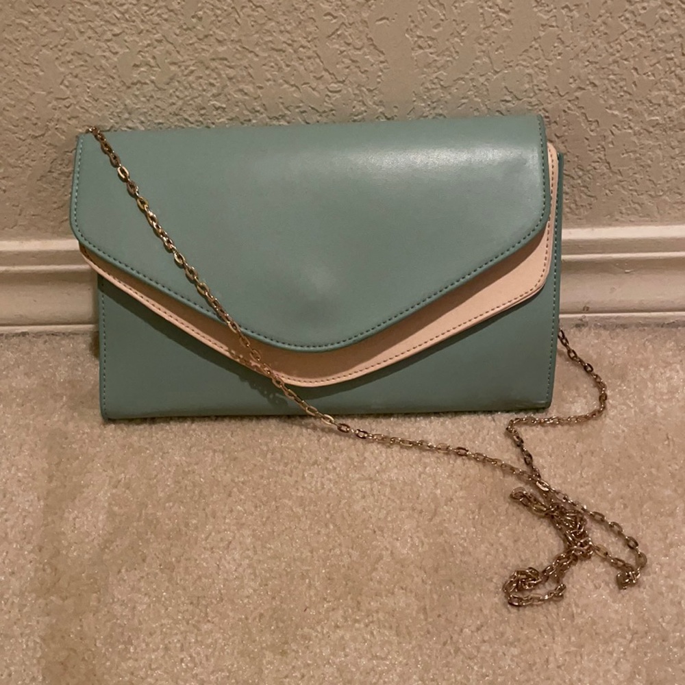 Crossbody multi flap purse with gold chain